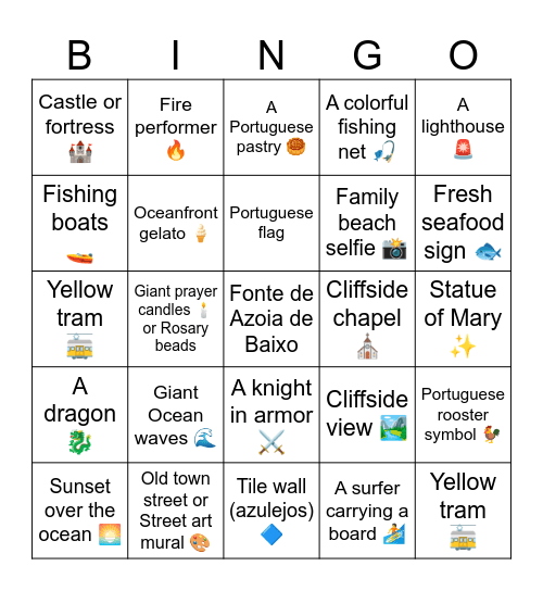 Portugal - Photo BINGO Card