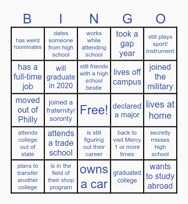 Alumni Bingo Card