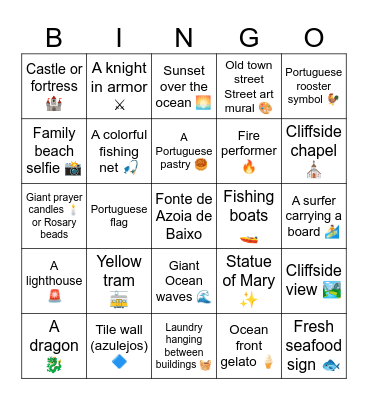 Portugal - Photo BINGO Card