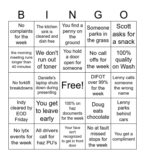 Daniels Bingo June 1-5 Bingo Card