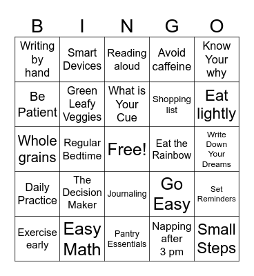 Stronger Memory Bingo Card