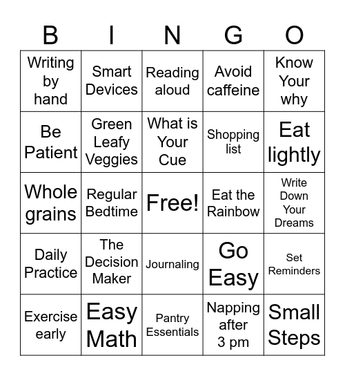 Stronger Memory Bingo Card