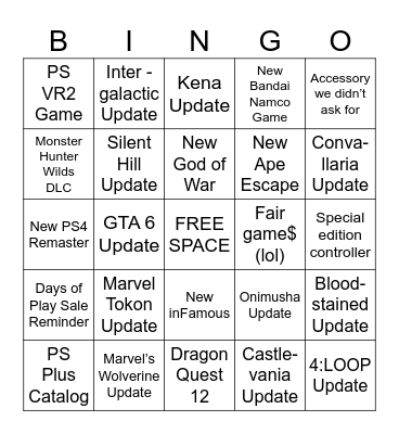 PlayStation State of Play - June 2026 Bingo Card