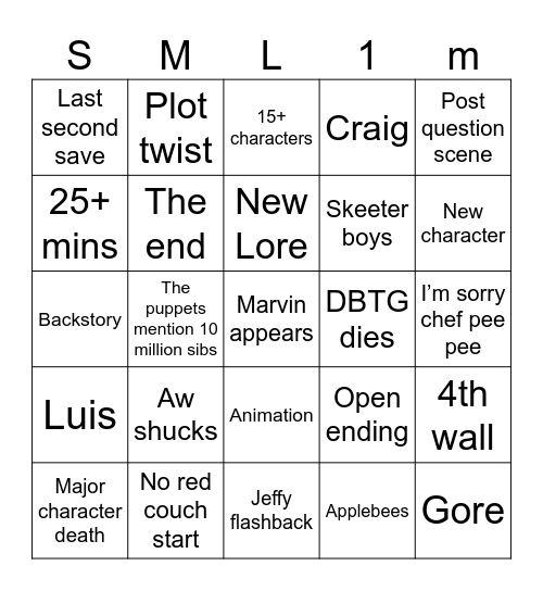 The Secret Door 2 Bingo Card
