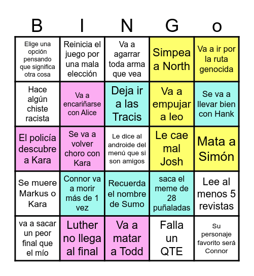 La desaventura de Cero Bingo Card
