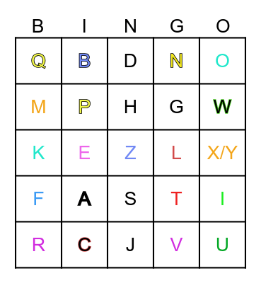 ALPHABET Bingo Card