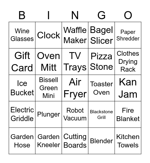 Bridal Shower Bingo Card