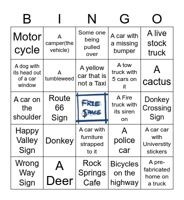 Bus Bingo Card