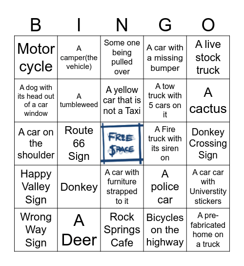 Bus Bingo Card