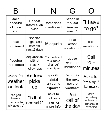 Post Gazette Bingo Card