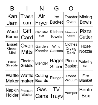 Bridal Shower Bingo Card