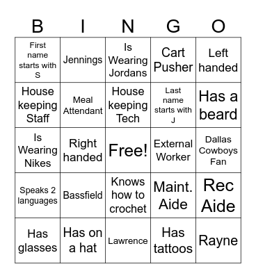 Work Readiness Training Program Bingo Card