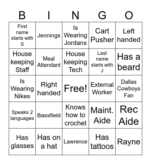 Work Readiness Training Program Bingo Card
