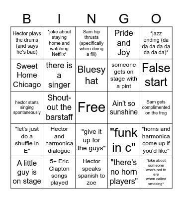 blues jam Bingo Card