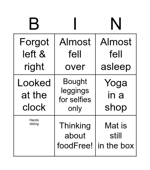 REAL YOGA BINGO Card