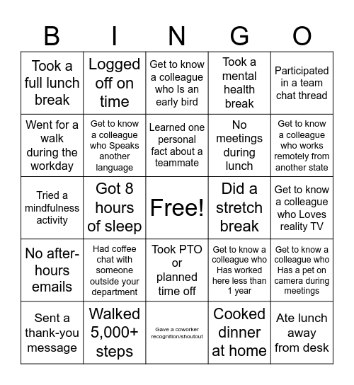 Hodess Bingo Card
