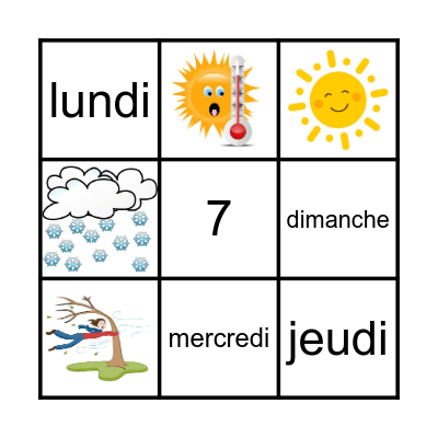 French Weather Bingo Card