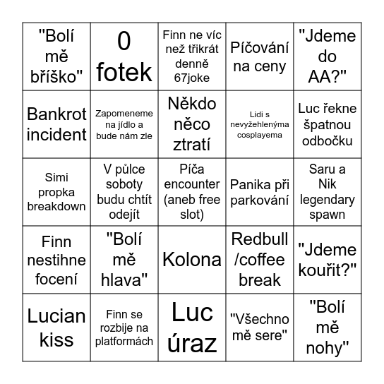Animefest Bingo Card
