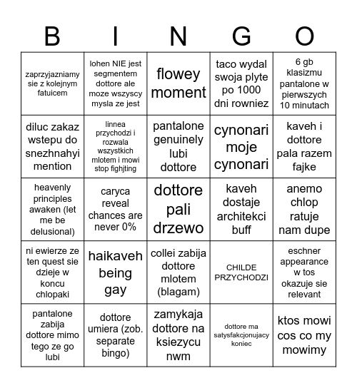 6.6 sumeru quest Bingo Card