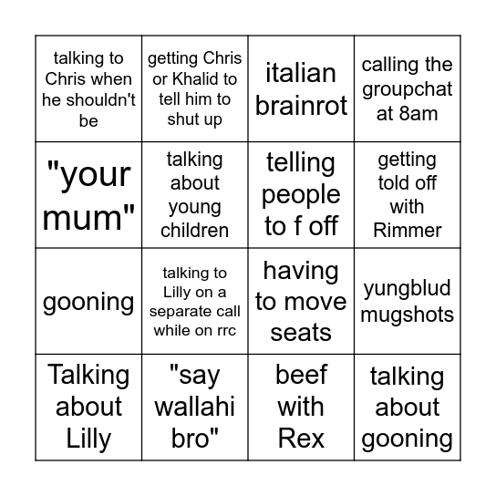 Leo bingo Card
