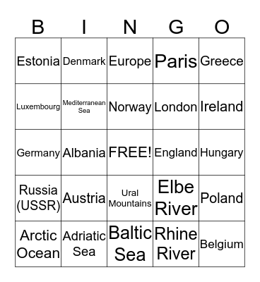 Geography Bingo Card