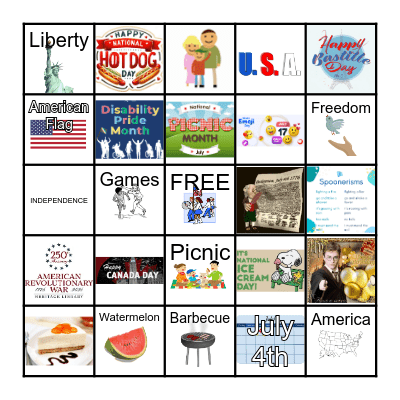 JULY/250 ANNIVERSARY Bingo Card