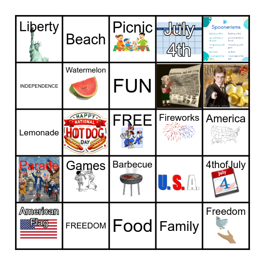 FOURTH OF JULY/250 ANNIVERSARY Bingo Card