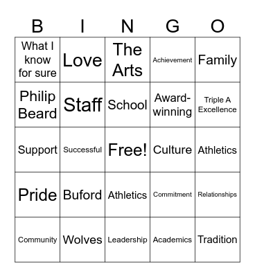 Back to School Bingo Card