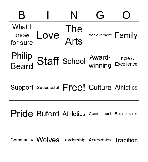 Back to School Bingo Card