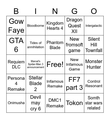 June State of Play Bingo Card