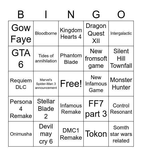 June State of Play Bingo Card