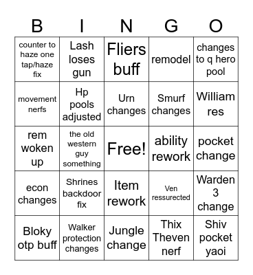 update Bingo Card