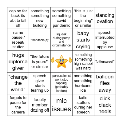 gradulations bingo Card