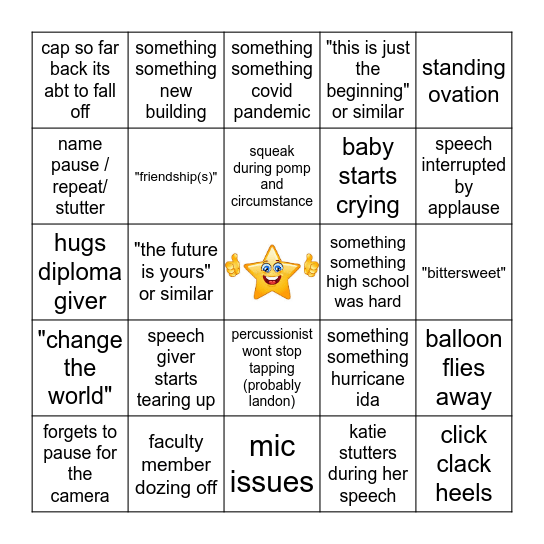 gradulations bingo Card