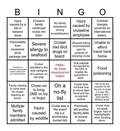 2026 Cruise-Pocalyse Bingo Card