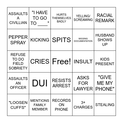 police bodycam karens Bingo Card