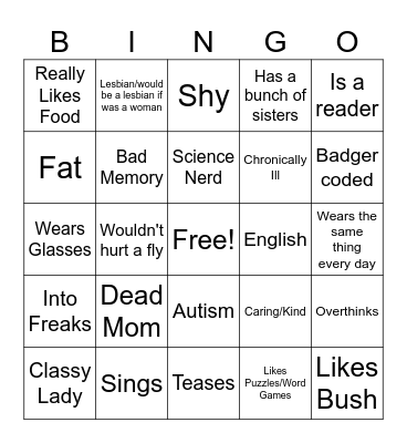 Eve Bingo Card