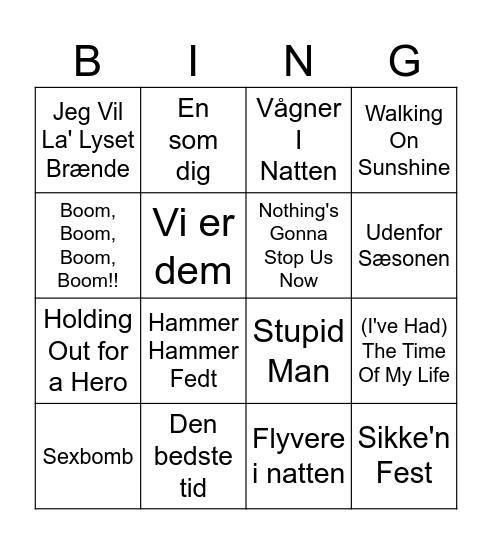 Hyggegruppens Musikbanko Bingo Card