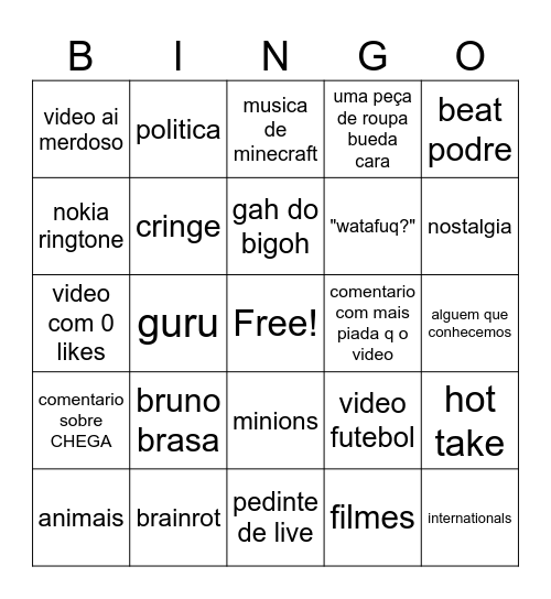 eia bro what ganda bingo meu eish what q vingo meu a serio n tas m ma percebr what como assim isto n tem limite de caracteres? n acaba mm fodase crlh porra Bingo Card