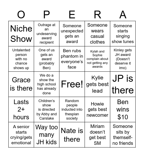 Phantom of the Bingo Card