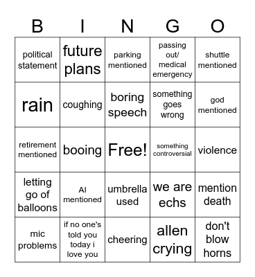 ECHS Grad Bingo Card