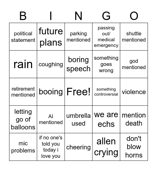 ECHS Grad Bingo Card