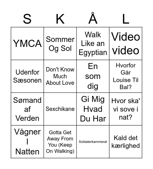 Hyggegruppens Musikbanko Bingo Card