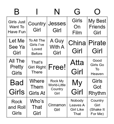 All About The Ladies Bingo Card