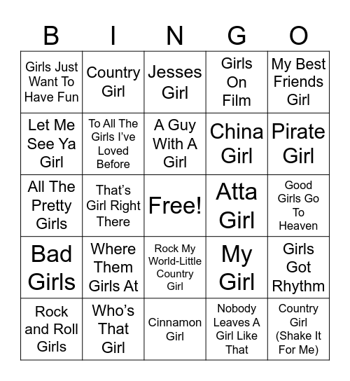 All About The Ladies Bingo Card