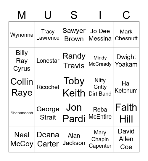 Flamingo Bingo #218 (90's Country II) Bingo Card