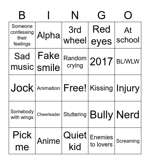 Gacha cringe Bingo Card