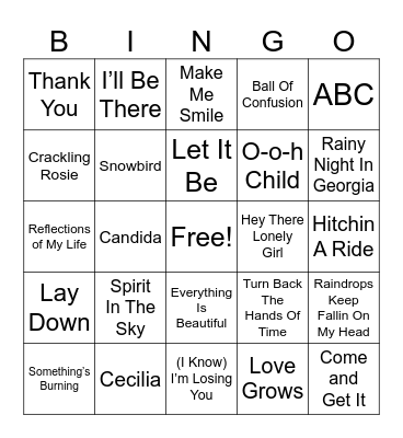 Class Of 1970 Bingo Card