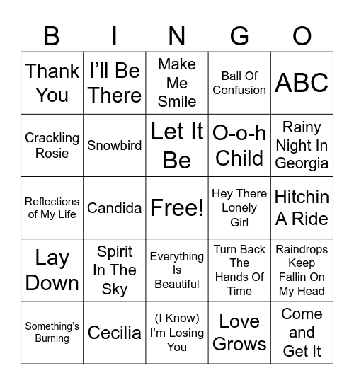 Class Of 1970 Bingo Card