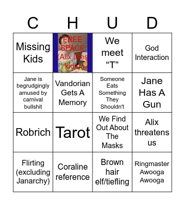CHUD session 5 Bingo Card